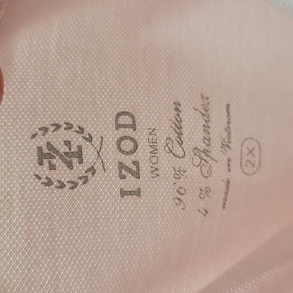 Women's size 2X IZOD button-up pink polo shirt with short sleeves - Picture 8 of 8